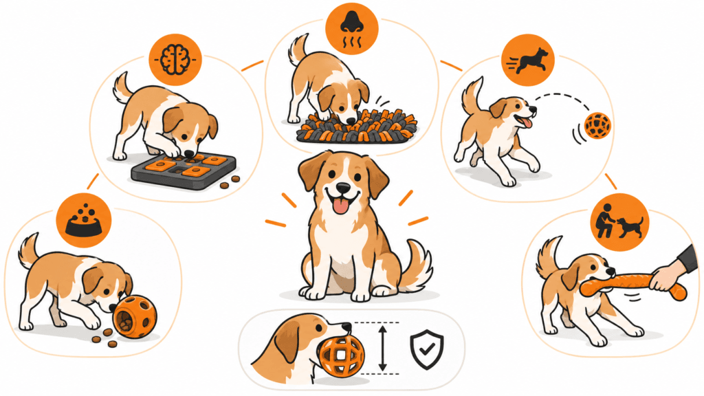 hundespielzeug-arten-kauen-denken-schnueffeln-apportieren Hundespielzeug nach Spieltyp auswählen: Kauen, Denken, Schnüffeln und Apportieren