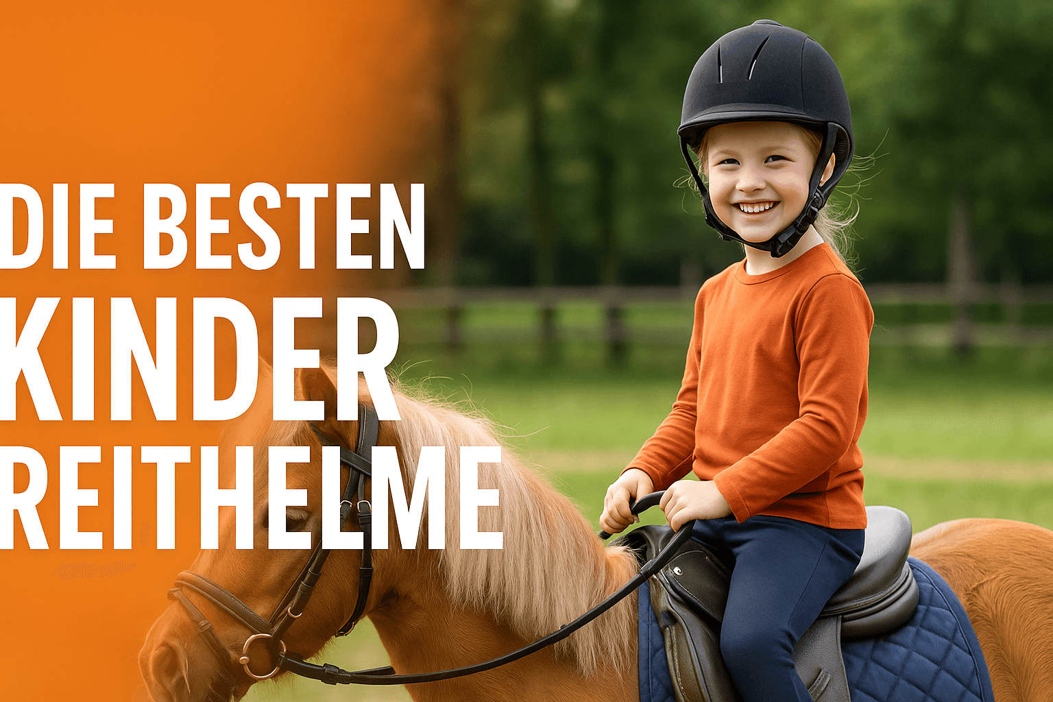 Kinder Reithelm Test 2025 – Mädchen mit sicherem Reithelm auf Pony
