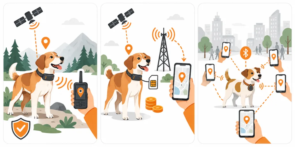gps-tracker-hund-ohne-abo-technik-vergleich GPS Tracker Hund ohne Abo: Direktfunk, SIM und Bluetooth im Vergleich