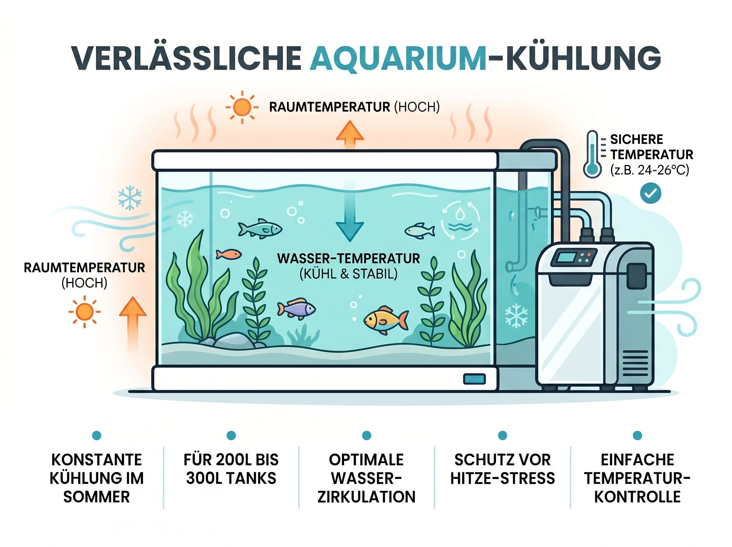 Aquarium Kühler im Sommer für 200 bis 300 Liter Becken