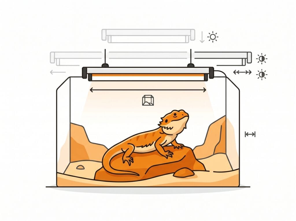 Arcadia Pro T5 UVB Bartagame im 120x60x60 Terrarium korrekt montiert