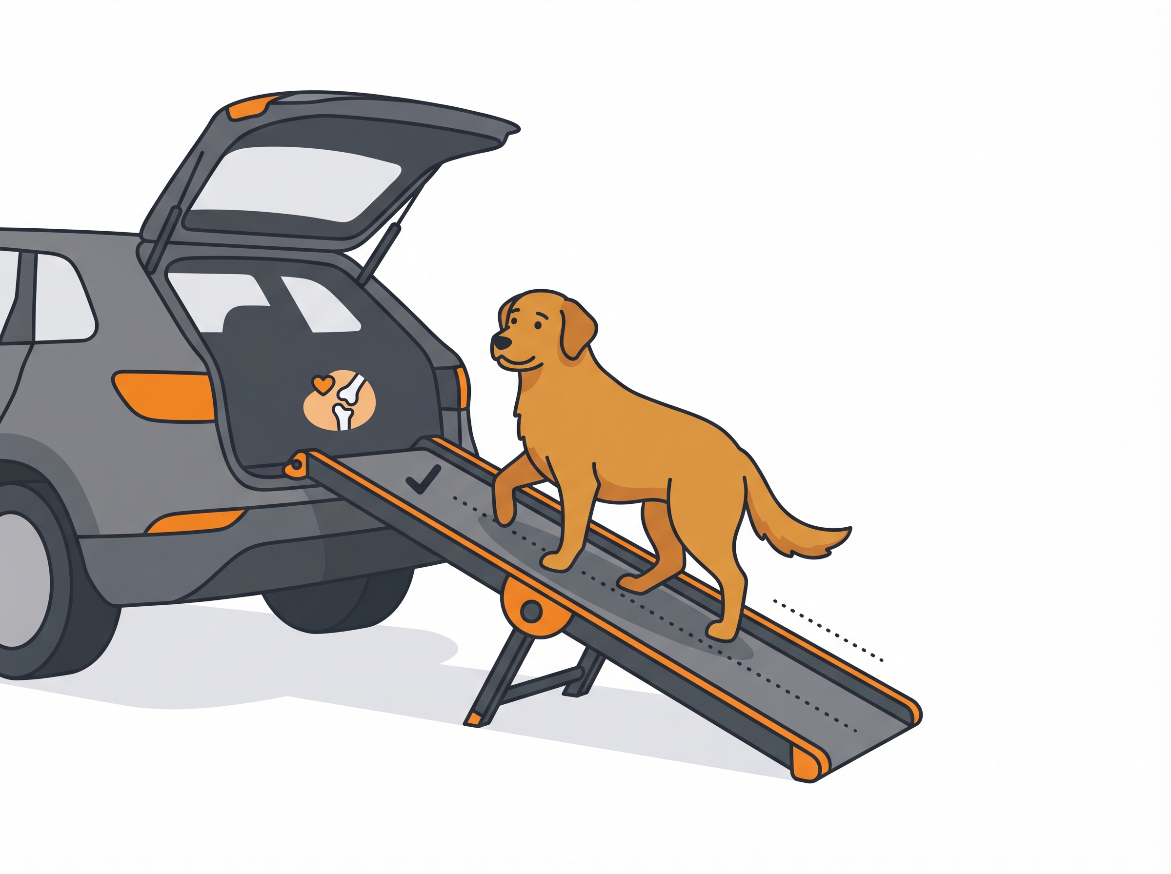 Hunderampe Auto faltbar für großen Hund am Kofferraum