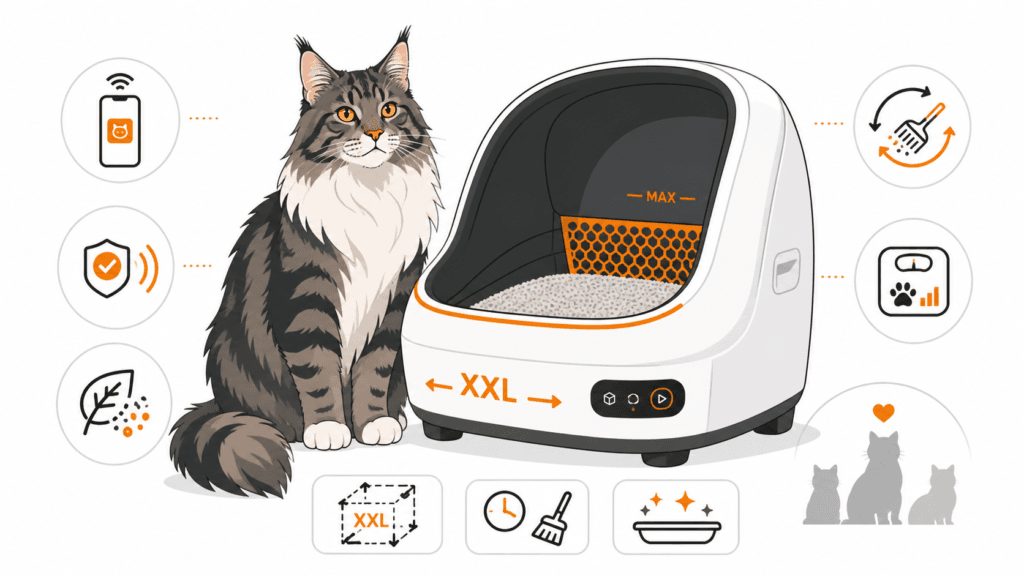 Selbstreinigendes Katzenklo für große Katzen Maine Coon