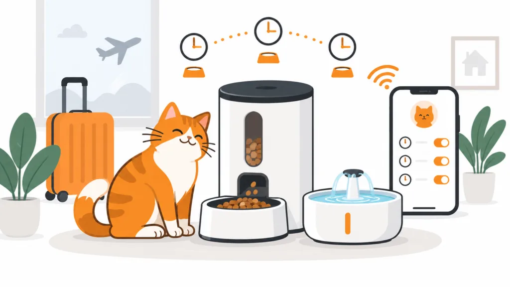 Futterautomat für Katzen im Urlaub mit Futter, Wasser und App-Steuerung
