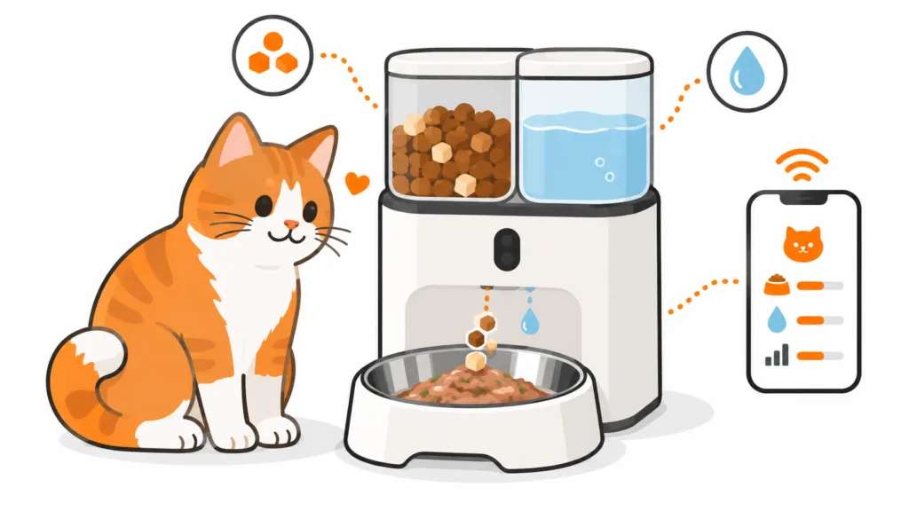 Neakasa Riko Futterautomat mit automatischer Wasserzugabe für Katzen